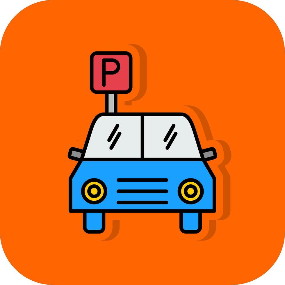 Parkplatz gefüllt Orange Hintergrund Symbol vektor