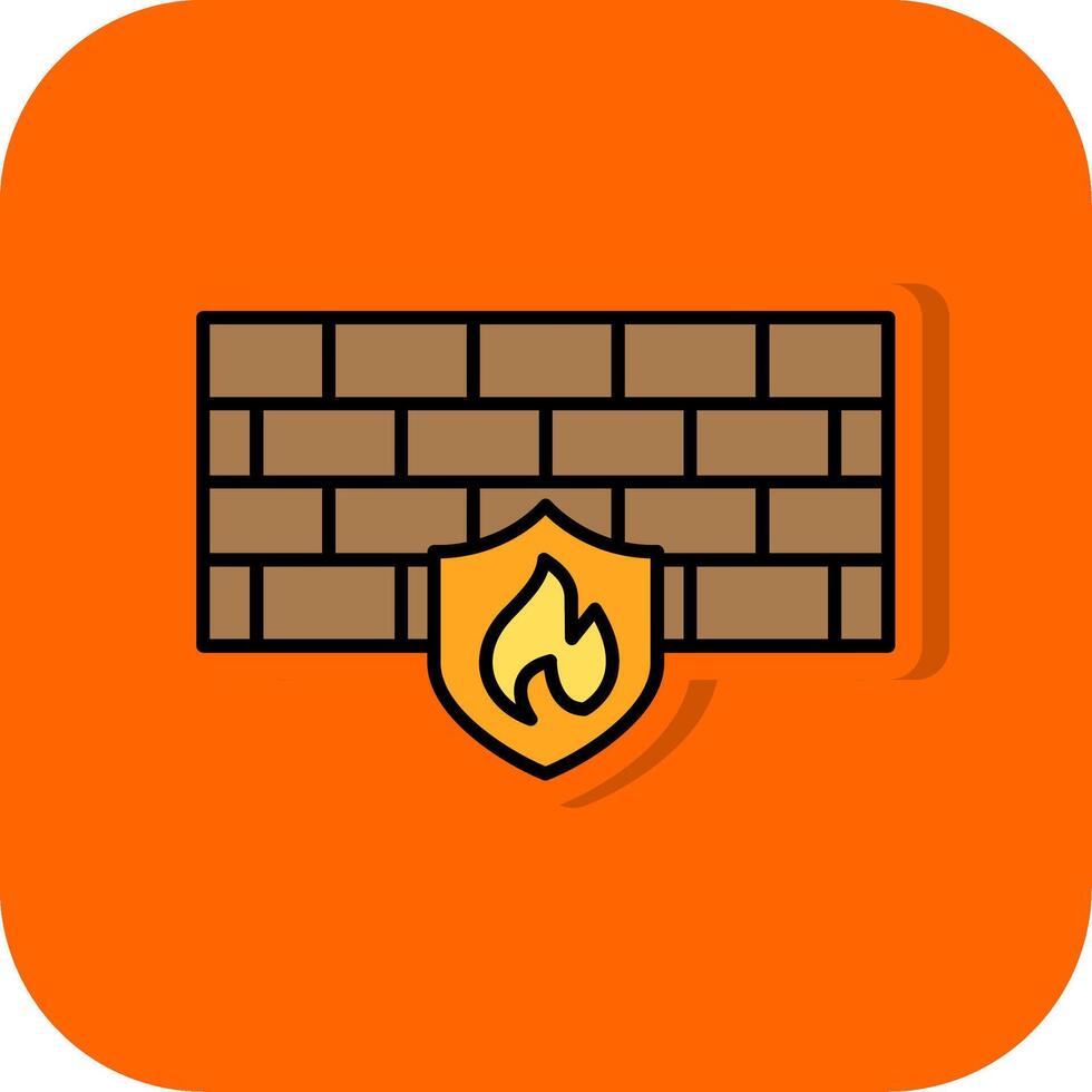 brandvägg fylld orange bakgrund ikon vektor