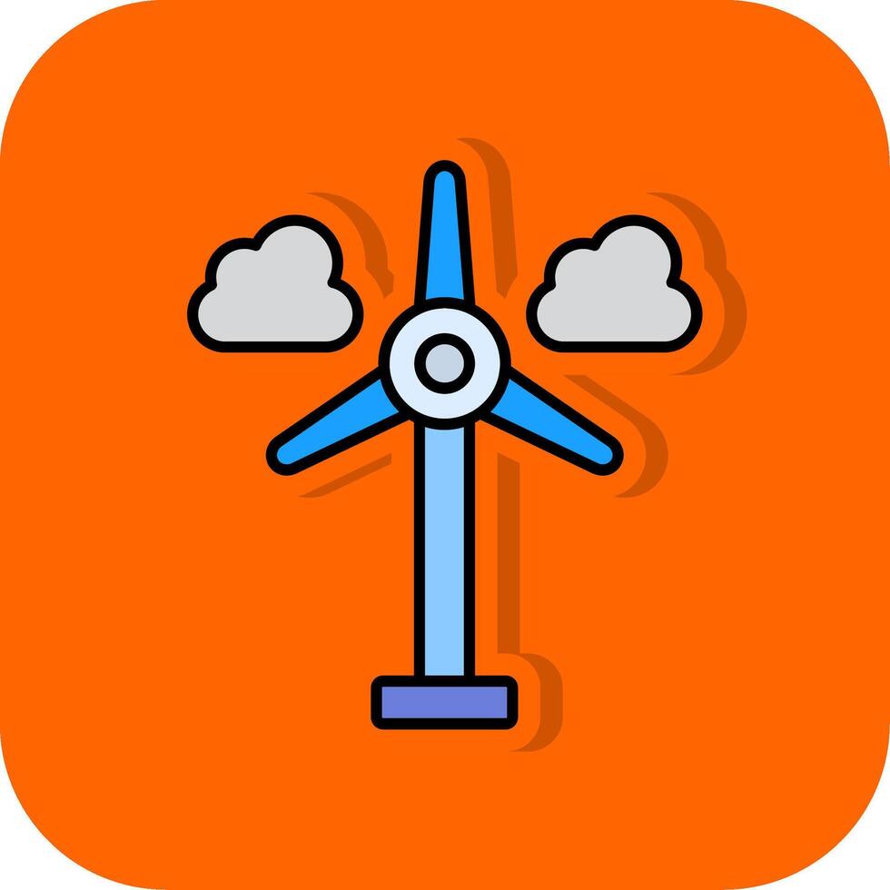 vind turbin fylld orange bakgrund ikon vektor