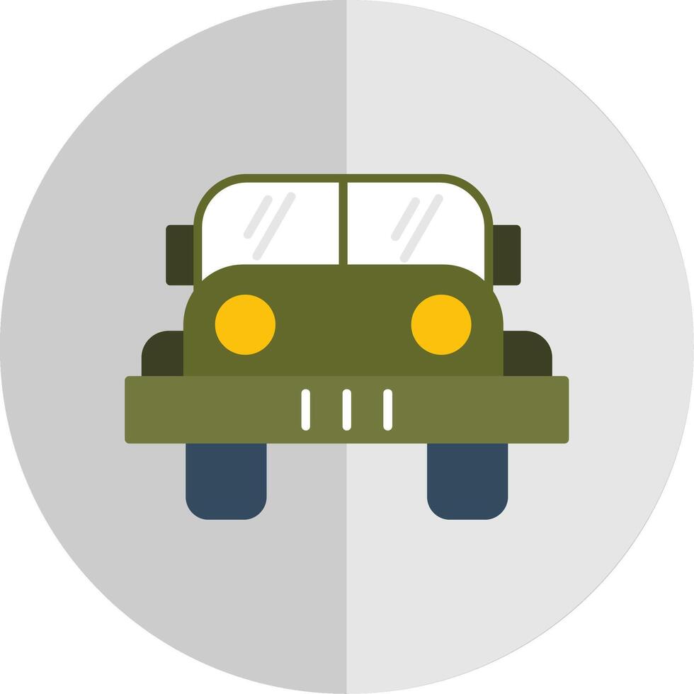 militär jeep platt skala ikon vektor