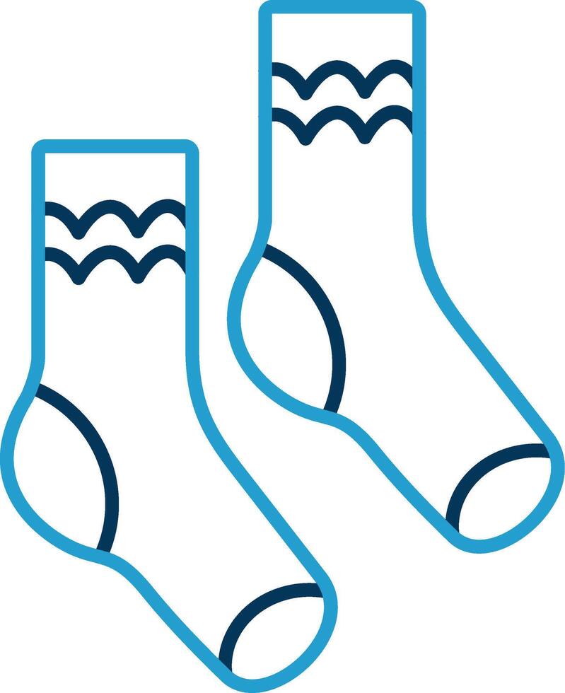 Paar von Socken Linie Blau zwei Farbe Symbol vektor