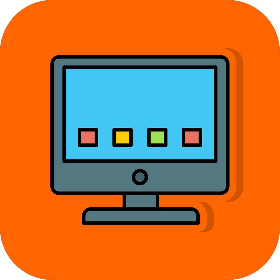 dator fylld orange bakgrund ikon vektor