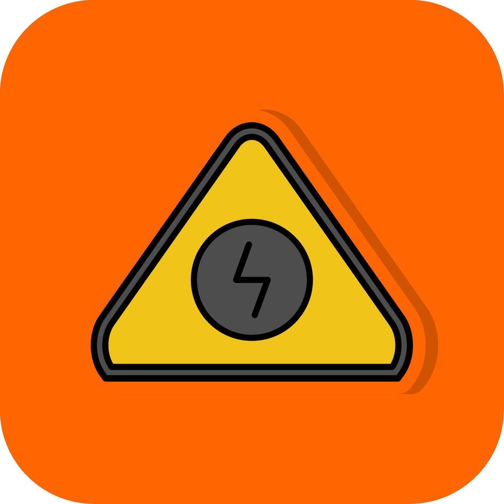 elektrisch Achtung Zeichen gefüllt Orange Hintergrund Symbol vektor