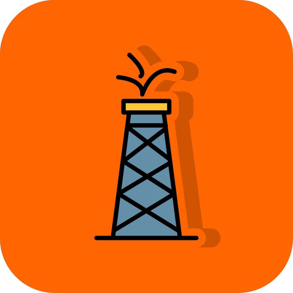 Öl Turm gefüllt Orange Hintergrund Symbol vektor