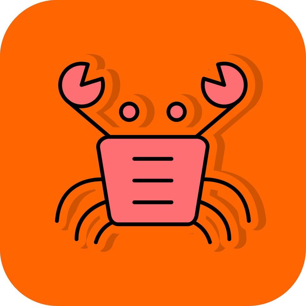 krabba fylld orange bakgrund ikon vektor