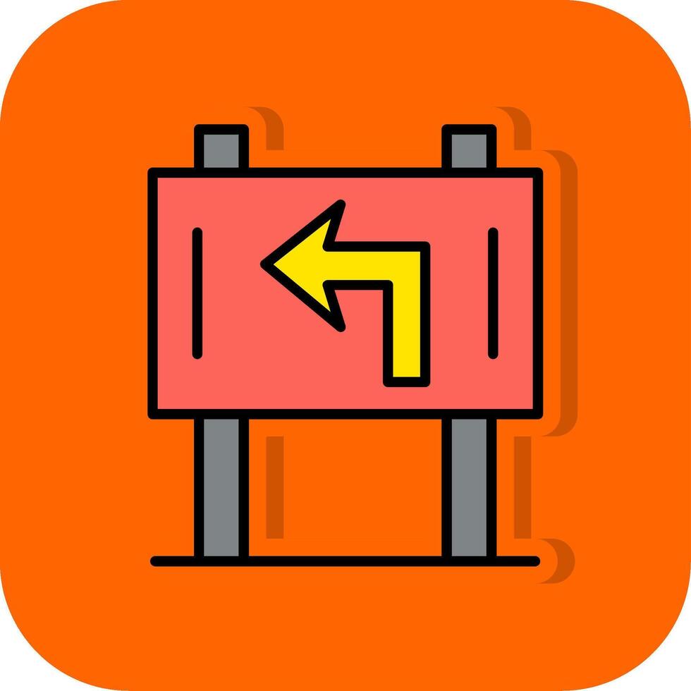 Schild links gefüllt Orange Hintergrund Symbol vektor
