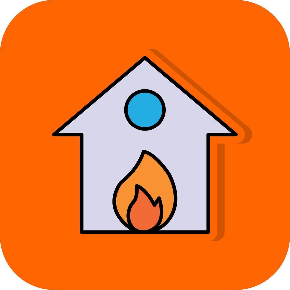 brinnande hus fylld orange bakgrund ikon vektor