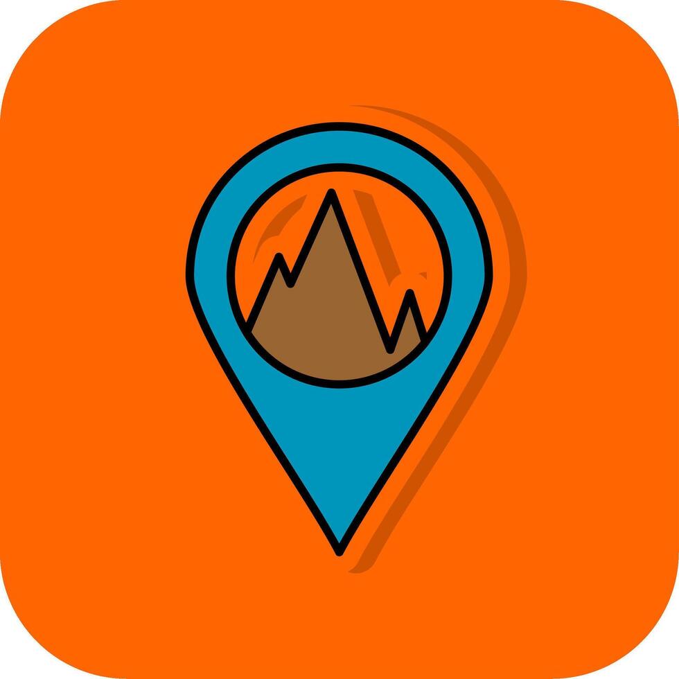 Hügel Karte gefüllt Orange Hintergrund Symbol vektor