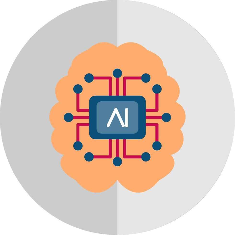 artificiell intelligens platt skala ikon vektor