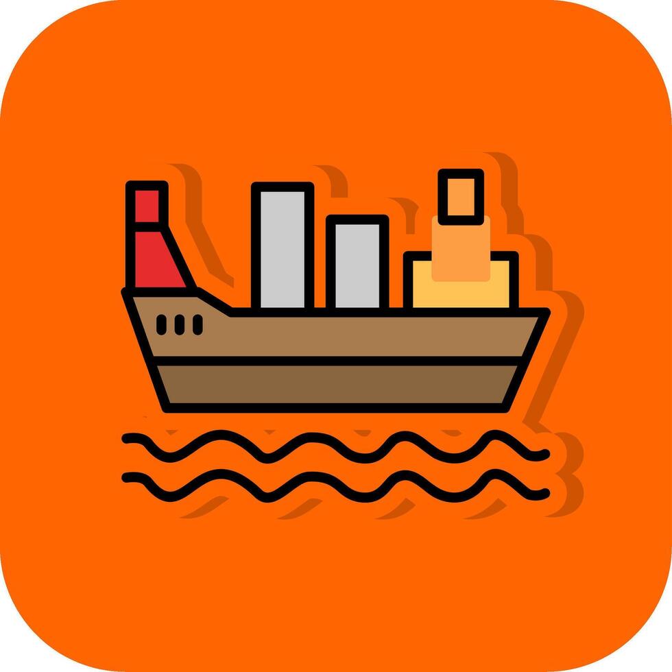 Ladung Schiff gefüllt Orange Hintergrund Symbol vektor