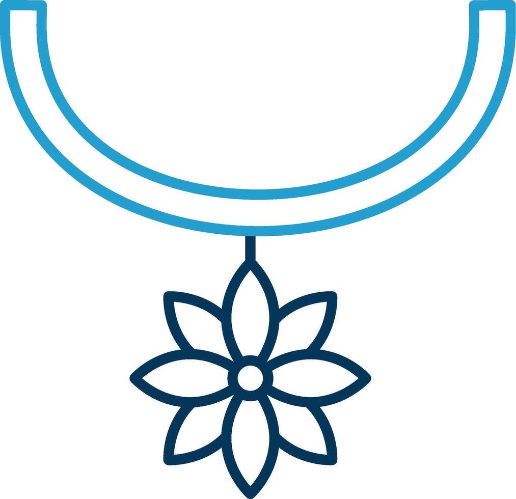 blomma halsband linje blå två Färg ikon vektor