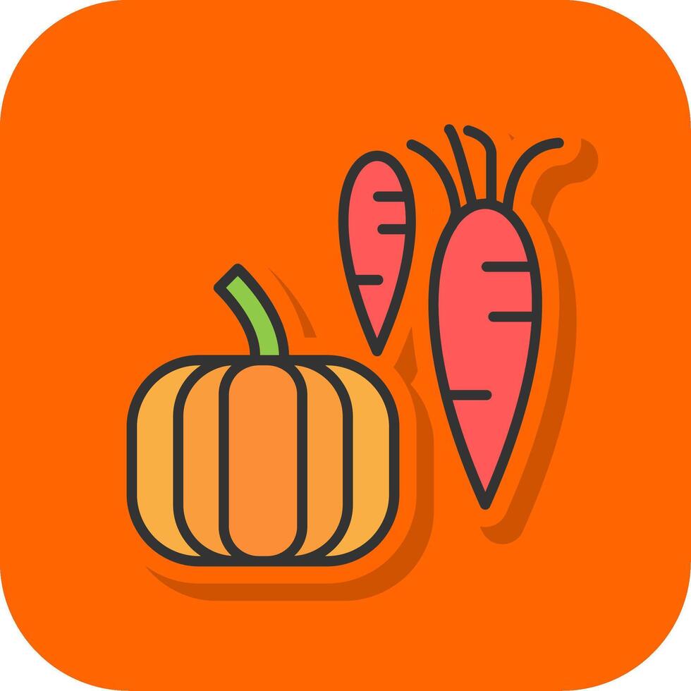 Gemüse gefüllt Orange Hintergrund Symbol vektor