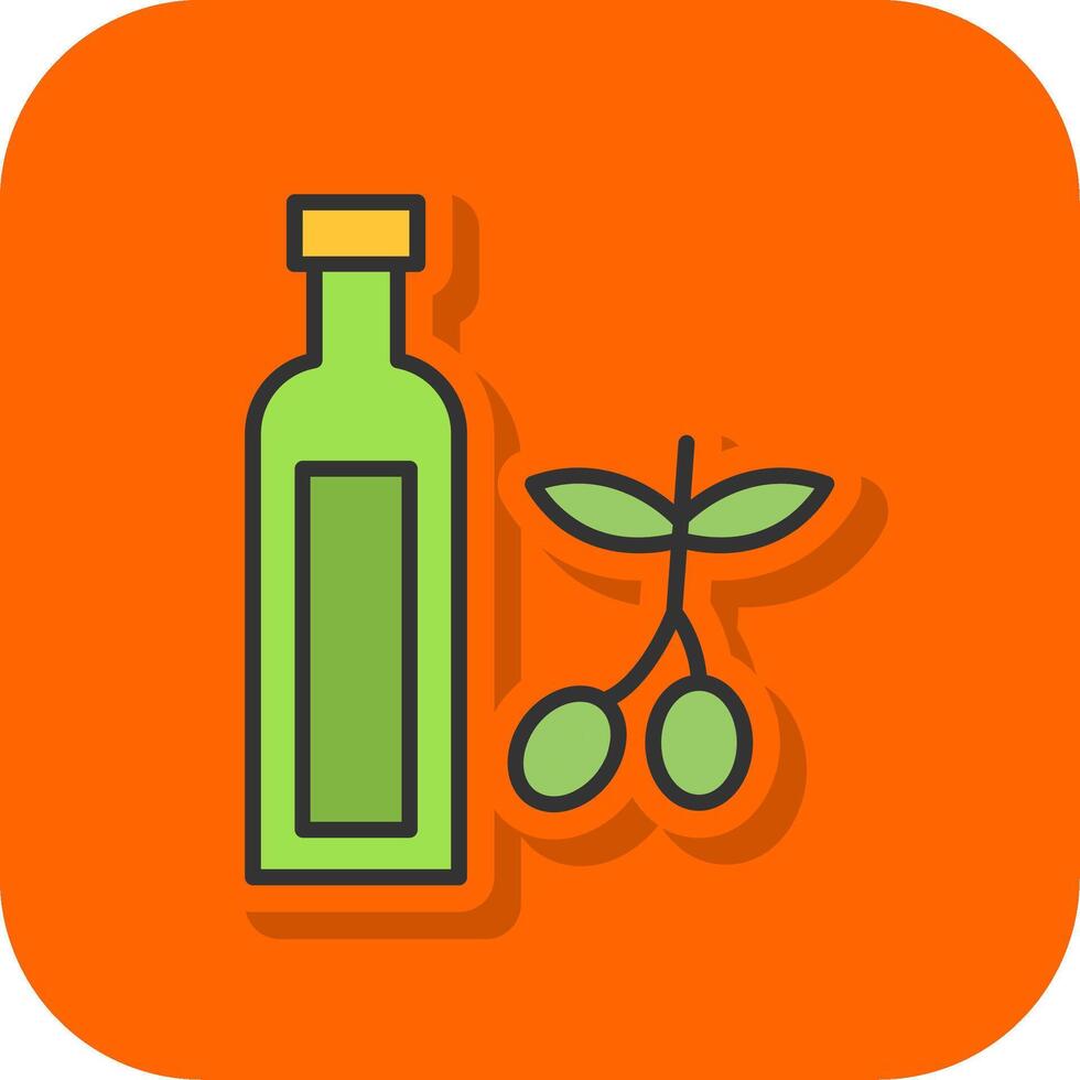 Olive Öl gefüllt Orange Hintergrund Symbol vektor
