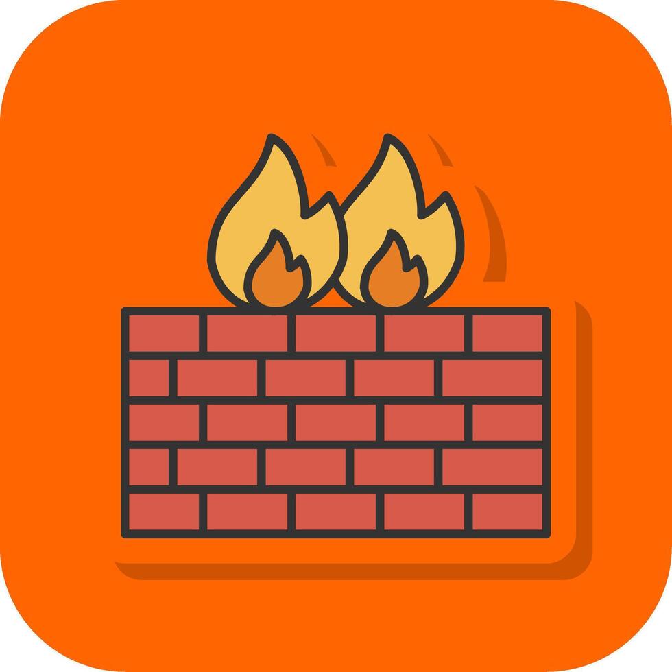 Firewall gefüllt Orange Hintergrund Symbol vektor