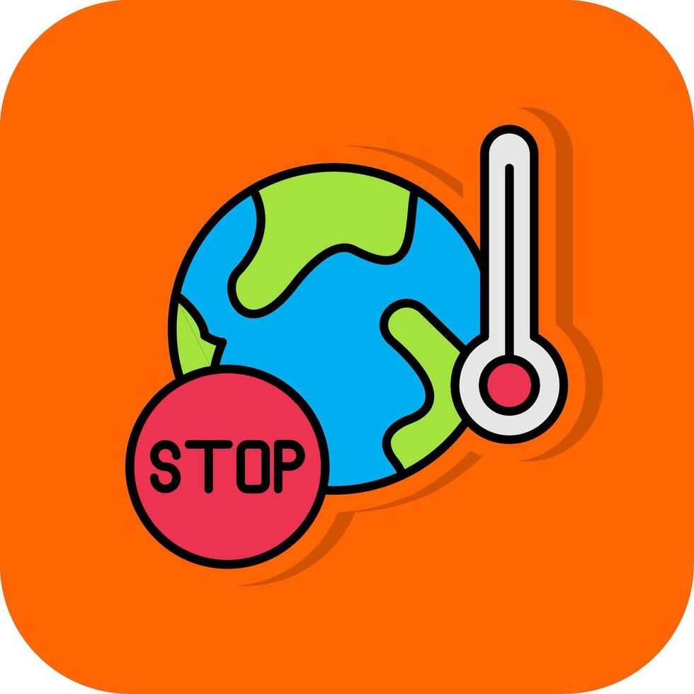 sluta global uppvärmningen fylld orange bakgrund ikon vektor