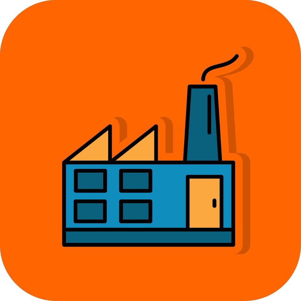 fabrik fylld orange bakgrund ikon vektor