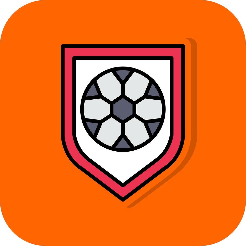 fotboll bricka fylld orange bakgrund ikon vektor