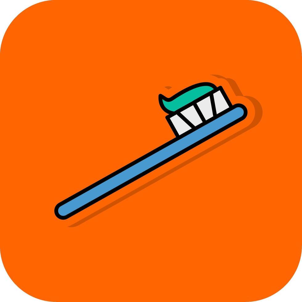 tandborste fylld orange bakgrund ikon vektor