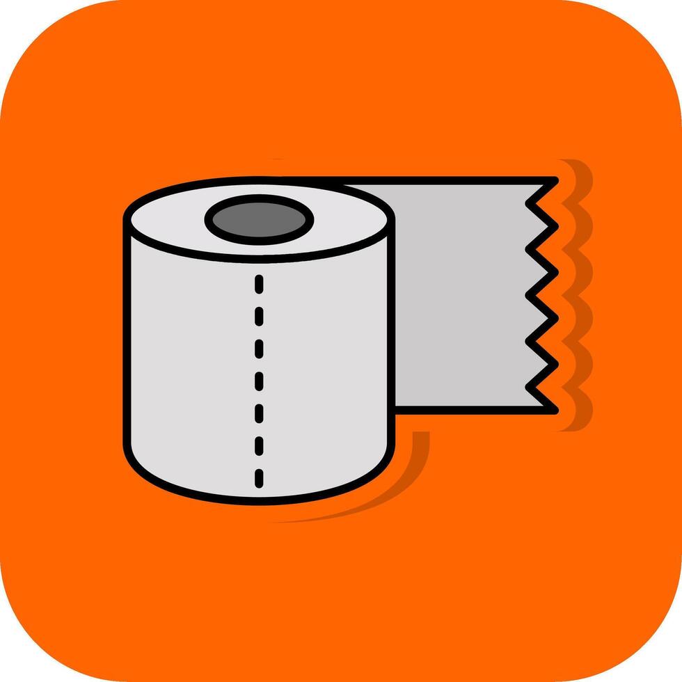 Toilette Papier gefüllt Orange Hintergrund Symbol vektor