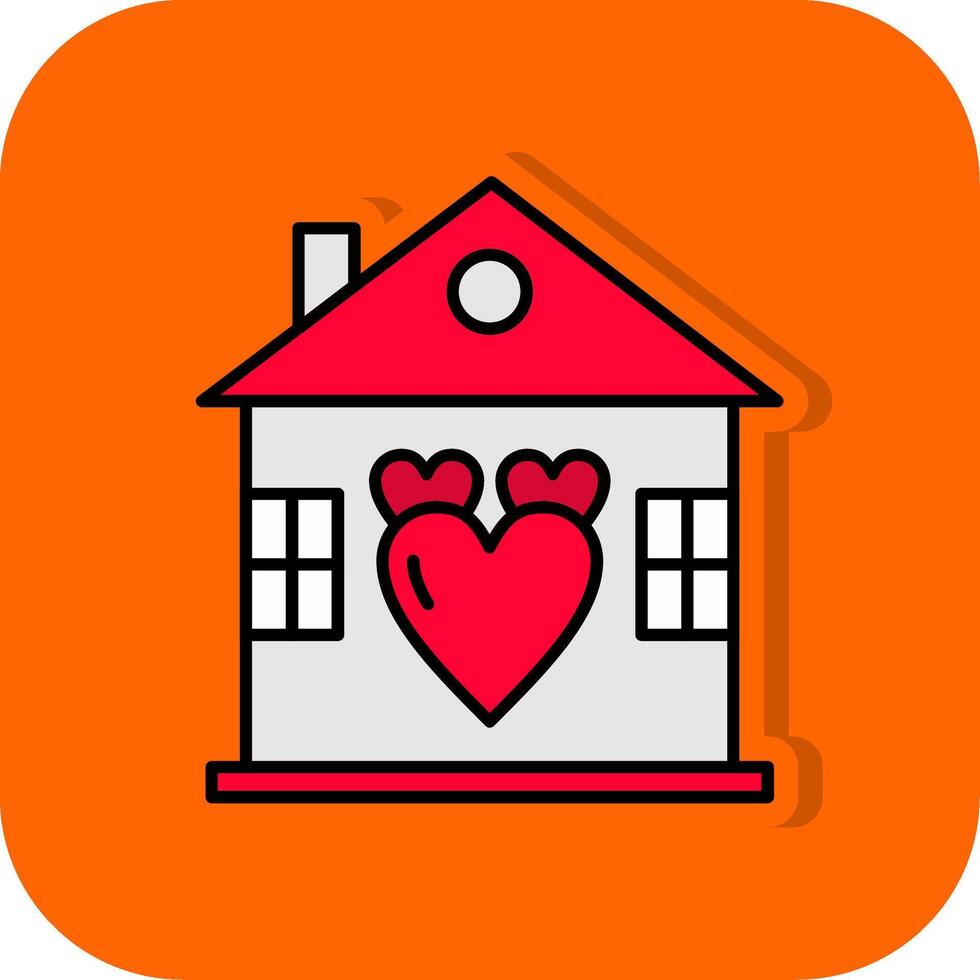 Süss Zuhause gefüllt Orange Hintergrund Symbol vektor