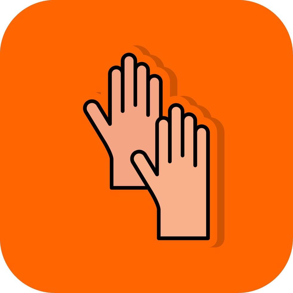 Reinigung Handschuhe gefüllt Orange Hintergrund Symbol vektor