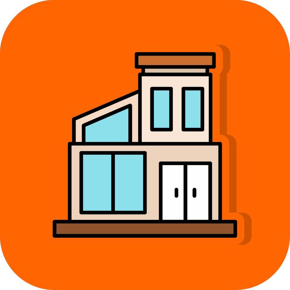 modern Haus gefüllt Orange Hintergrund Symbol vektor