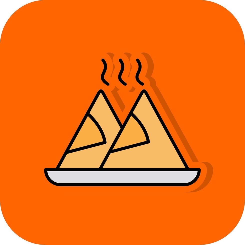 Samosa gefüllt Orange Hintergrund Symbol vektor