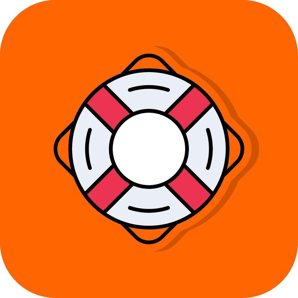 Rettungsring gefüllt Orange Hintergrund Symbol vektor