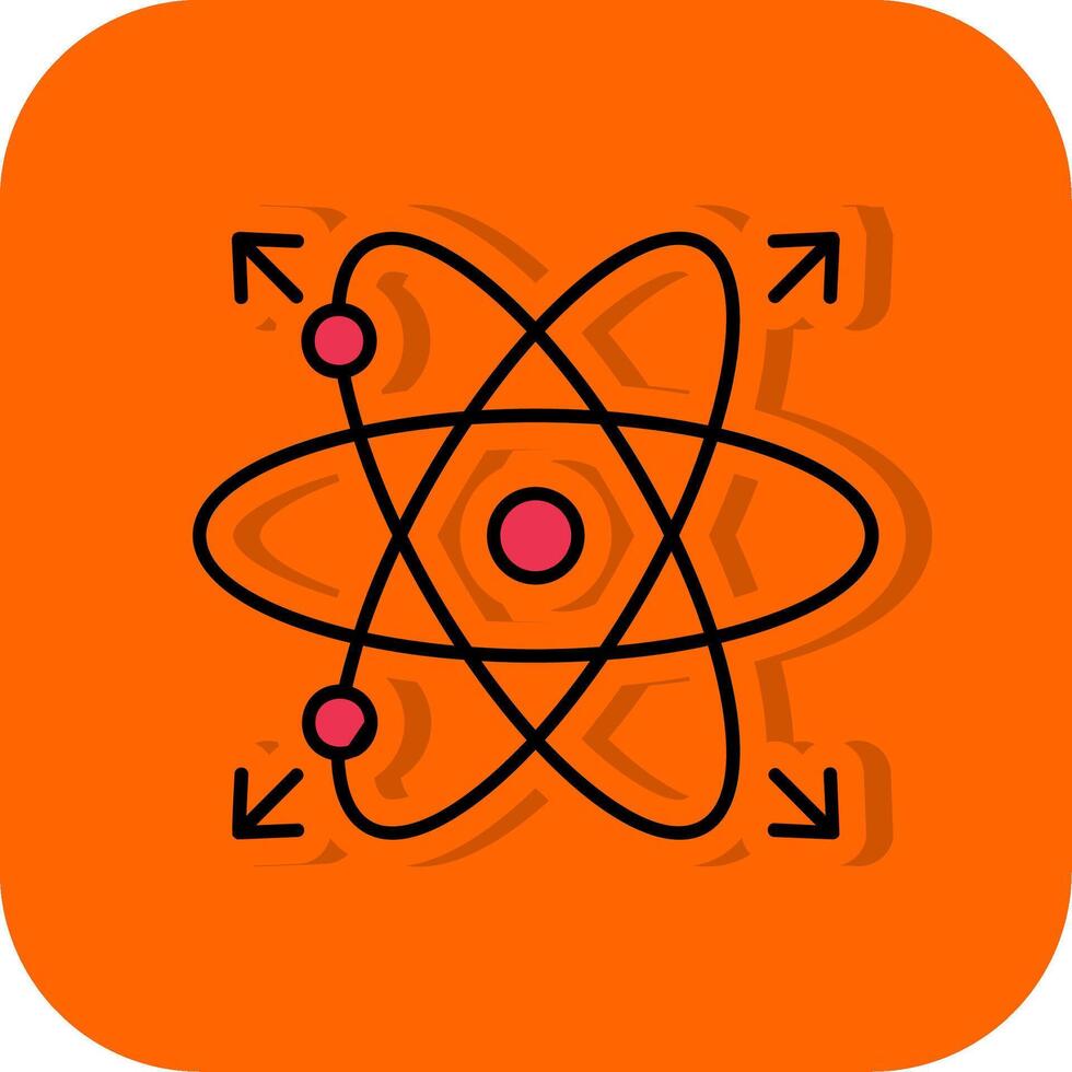 atom fylld orange bakgrund ikon vektor