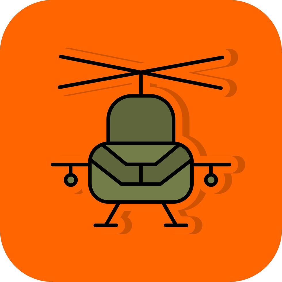 Militär- Hubschrauber gefüllt Orange Hintergrund Symbol vektor