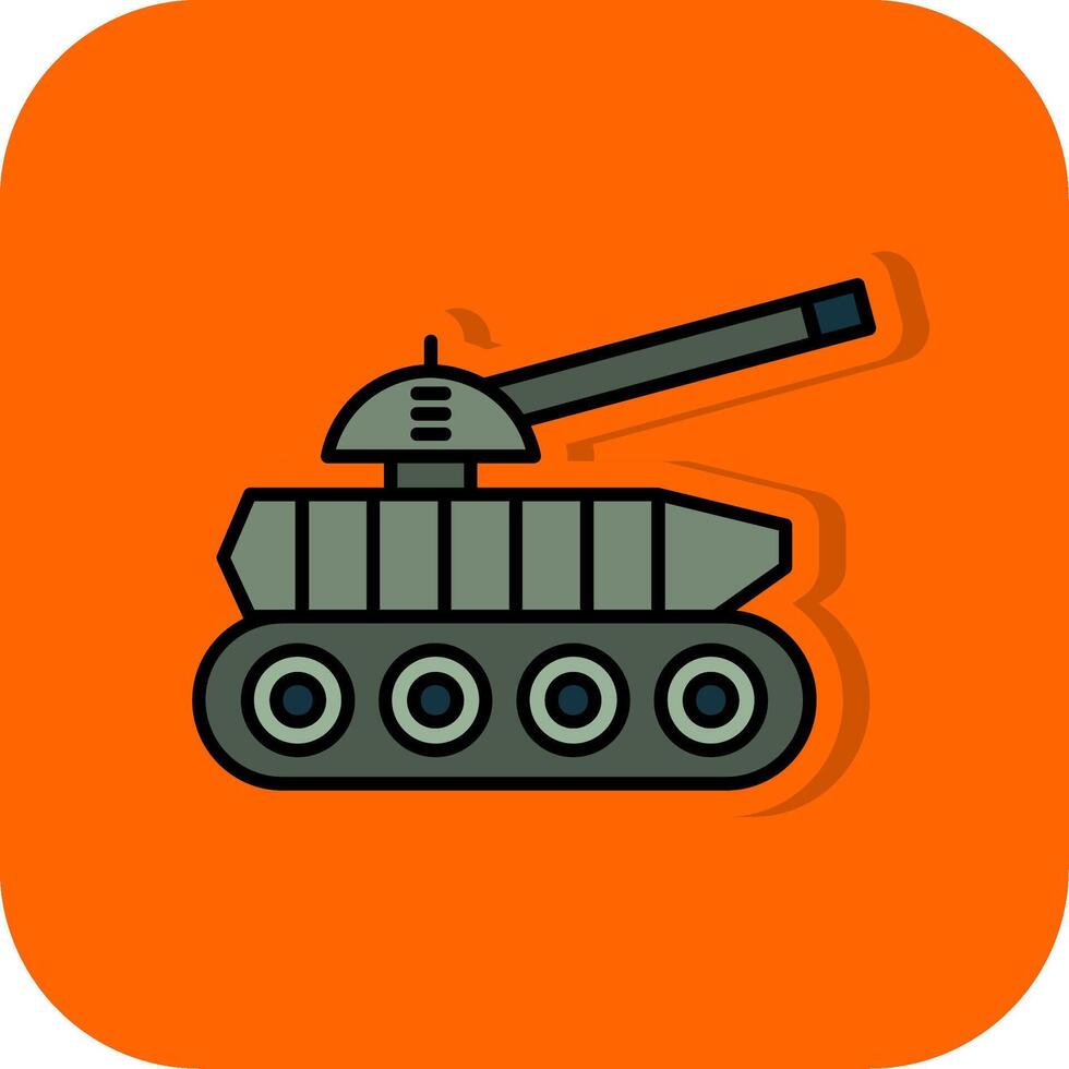 Panzer gefüllt Orange Hintergrund Symbol vektor