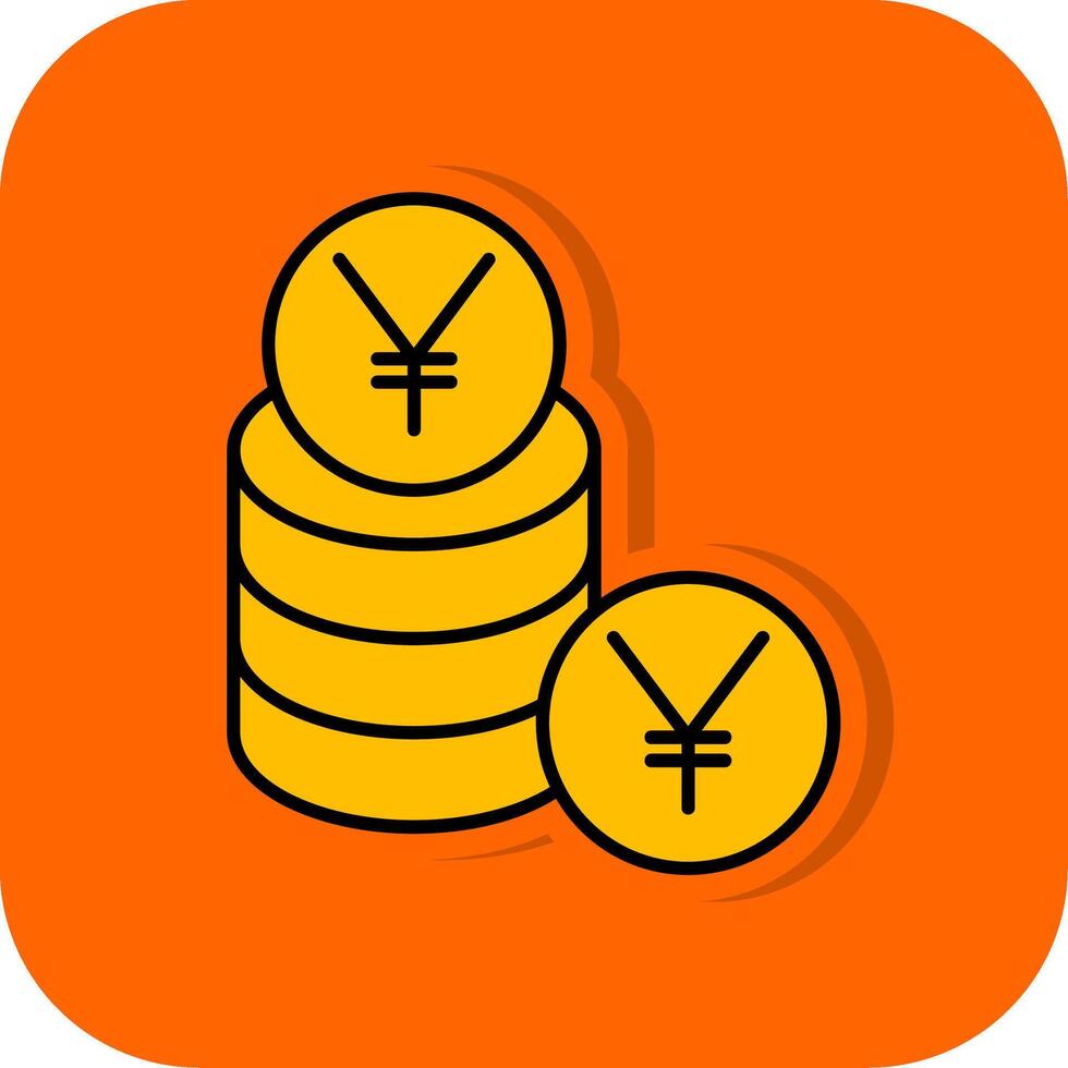 Yen gefüllt Orange Hintergrund Symbol vektor