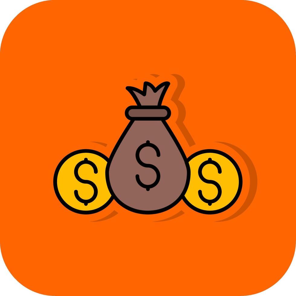 Geld Tasche gefüllt Orange Hintergrund Symbol vektor