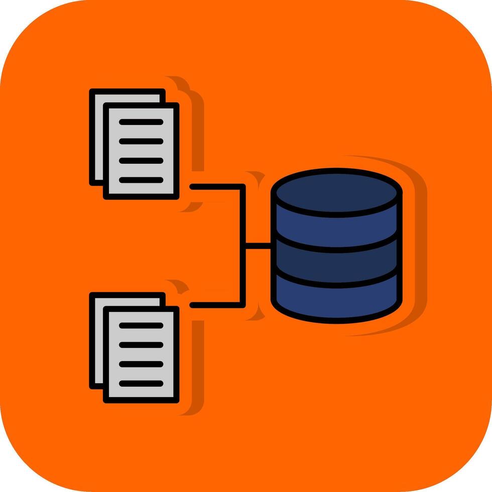 Daten Sammlung gefüllt Orange Hintergrund Symbol vektor