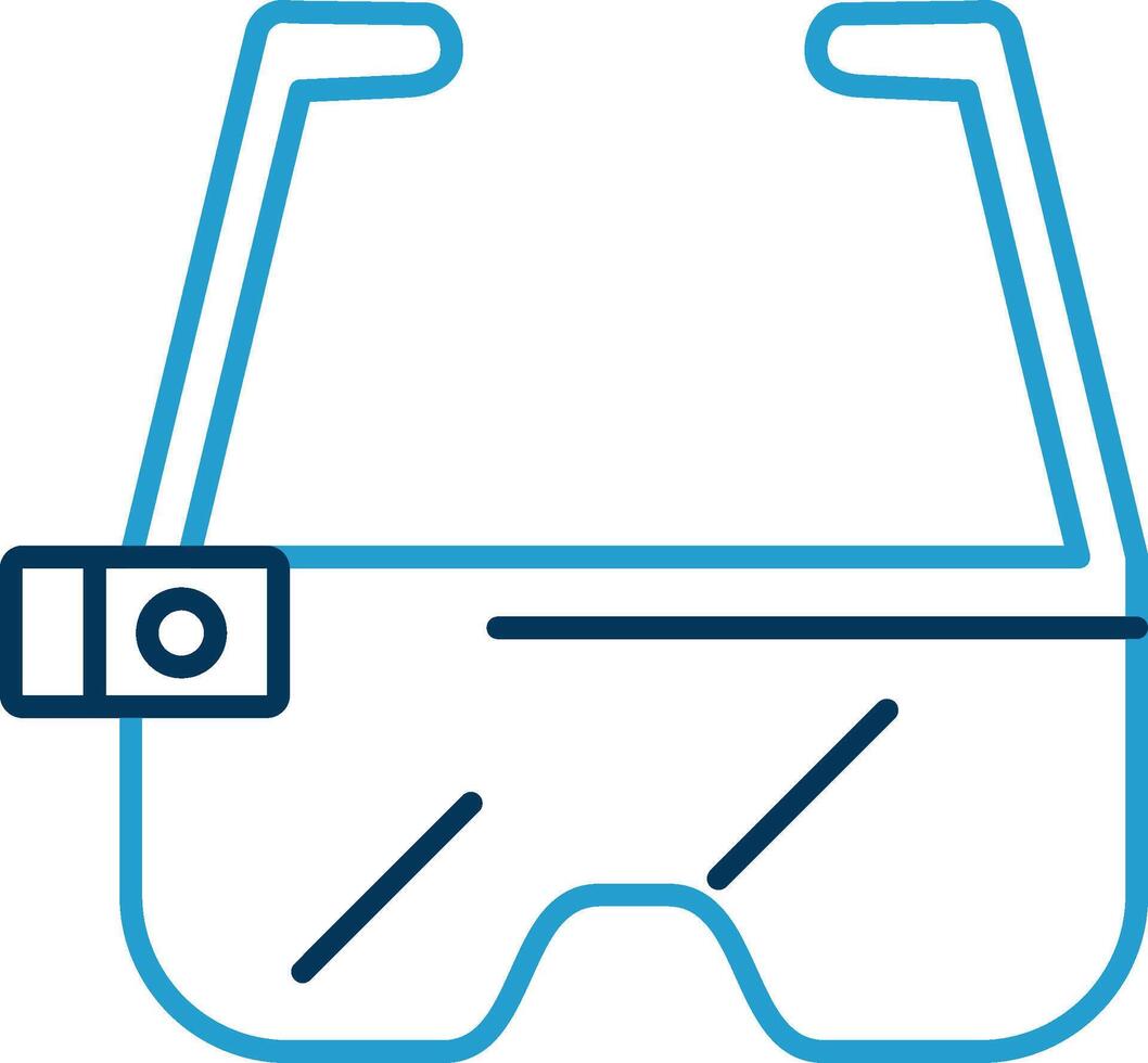 ar Brille Linie Blau zwei Farbe Symbol vektor