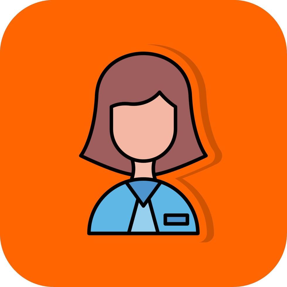 Dame Lehrer gefüllt Orange Hintergrund Symbol vektor