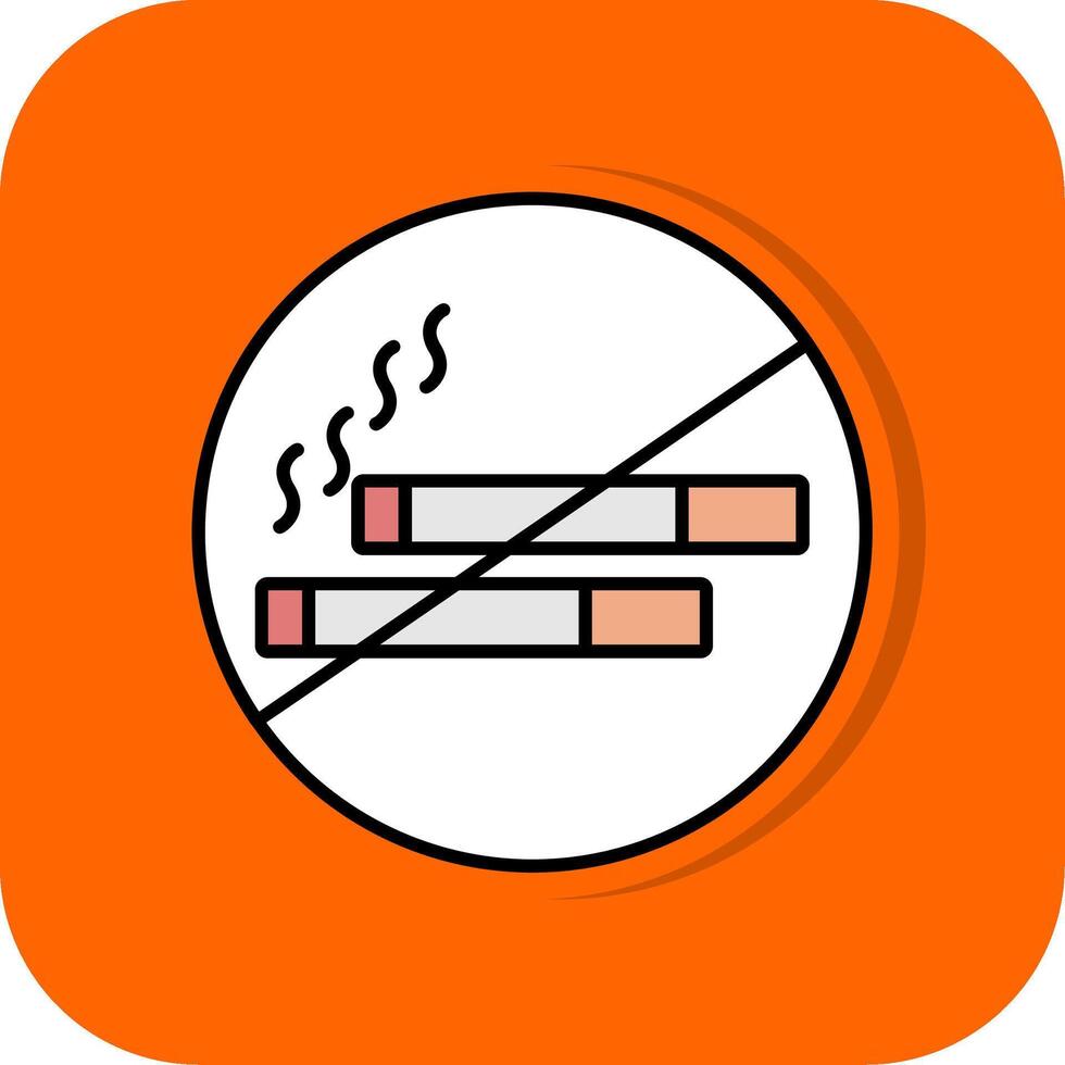 Nein Rauchen gefüllt Orange Hintergrund Symbol vektor