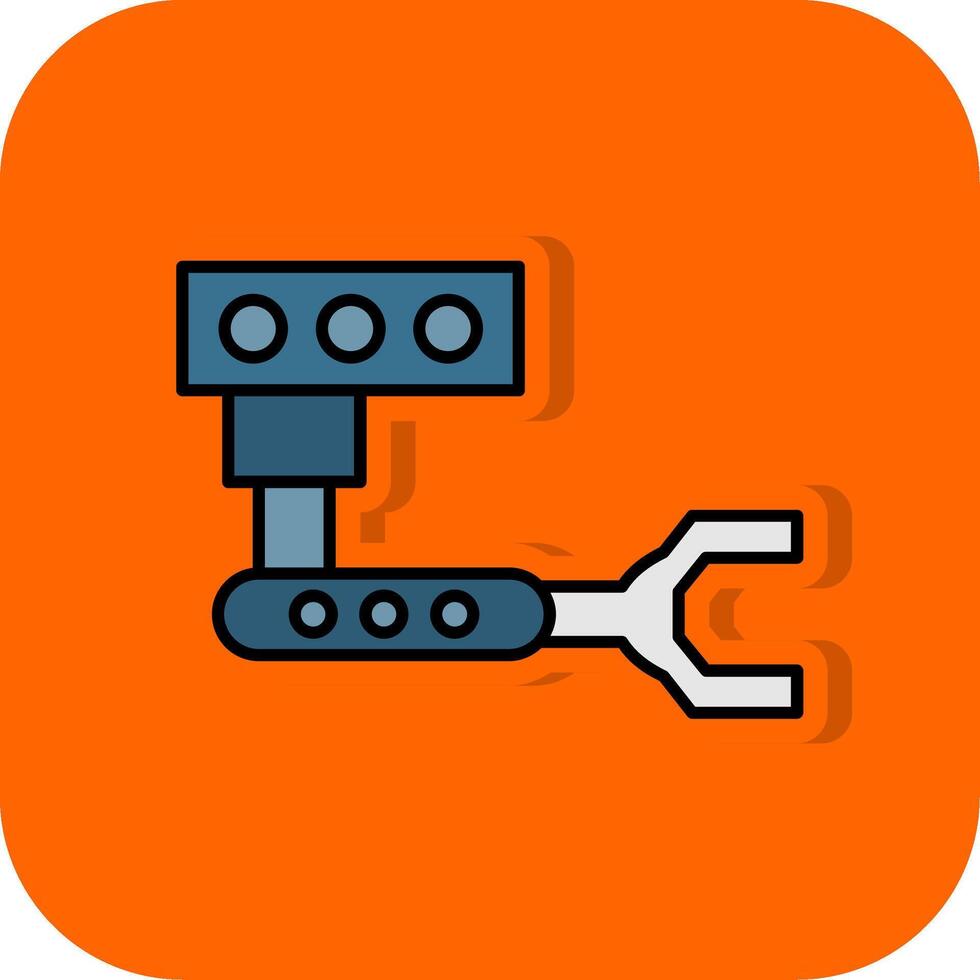 industriell Roboter gefüllt Orange Hintergrund Symbol vektor