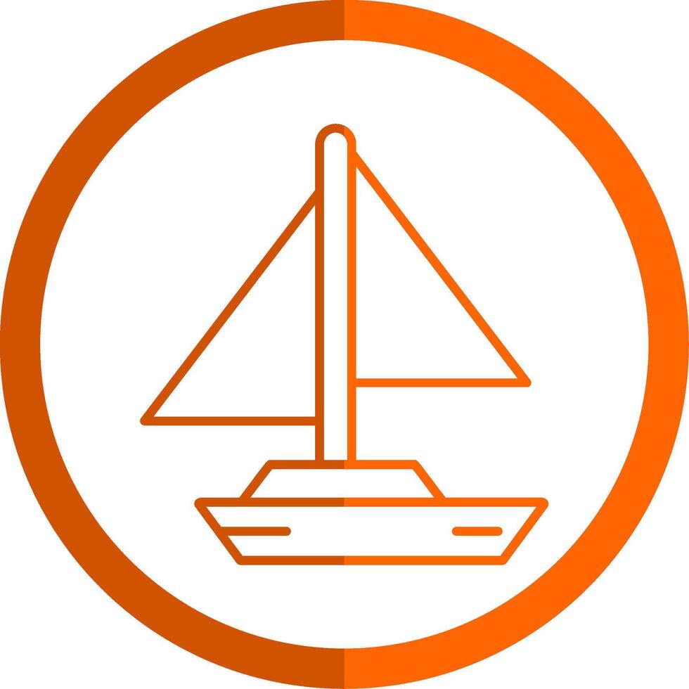små Yacht linje orange cirkel ikon vektor