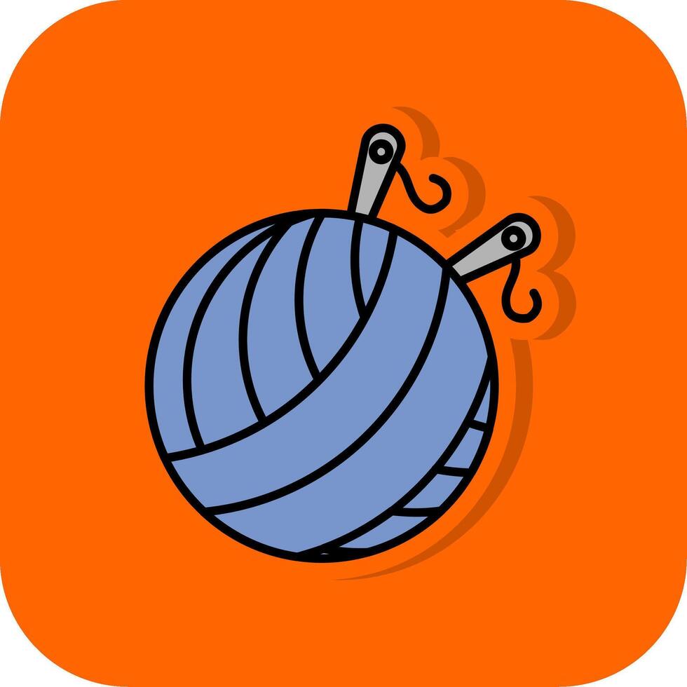 Garn Ball gefüllt Orange Hintergrund Symbol vektor