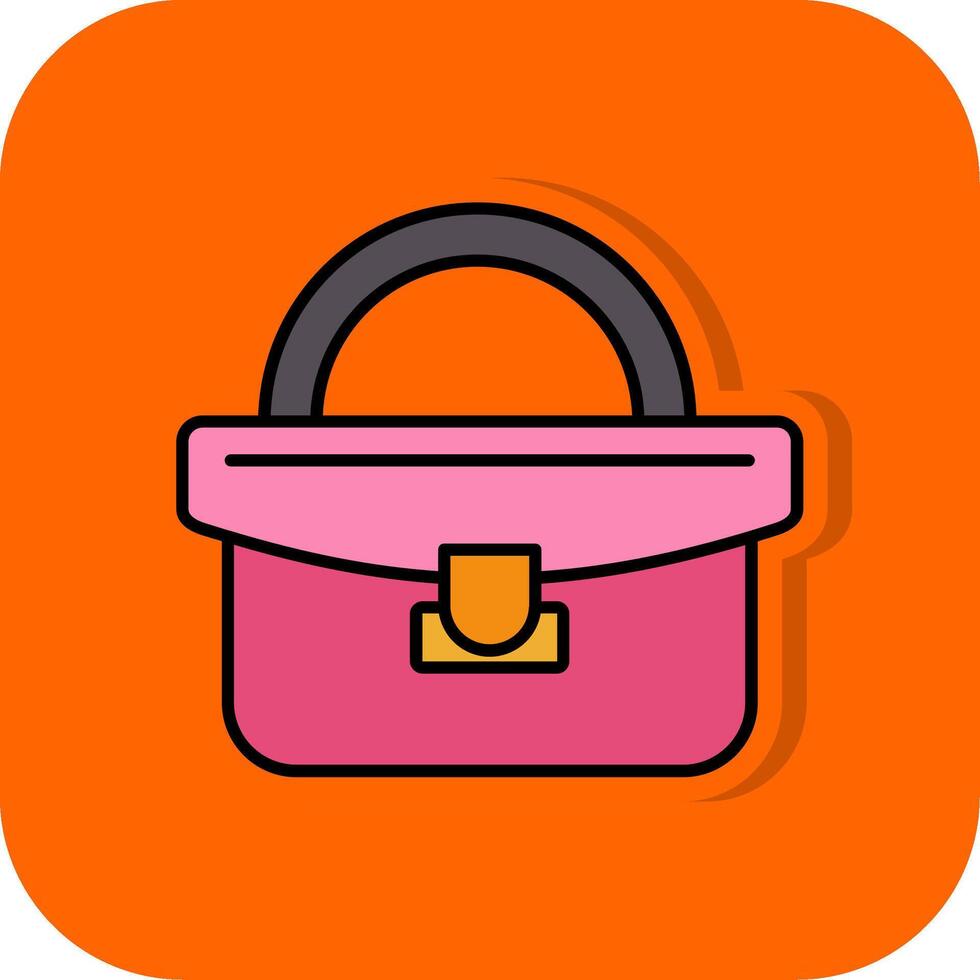 Handtasche gefüllt Orange Hintergrund Symbol vektor