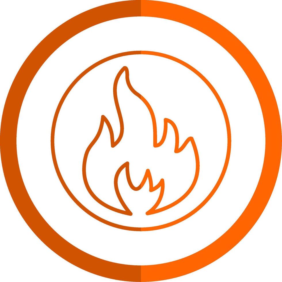 Flamme Linie Orange Kreis Symbol vektor