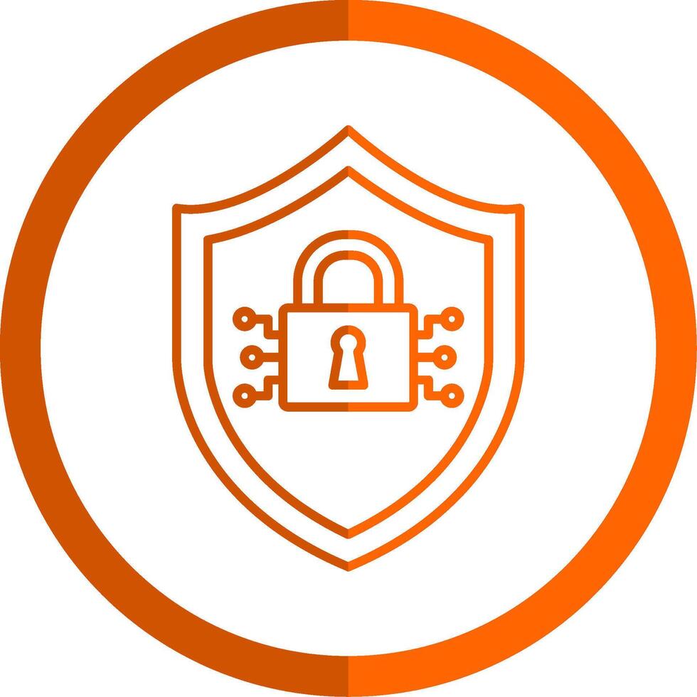 Cyber Sicherheit Linie Orange Kreis Symbol vektor