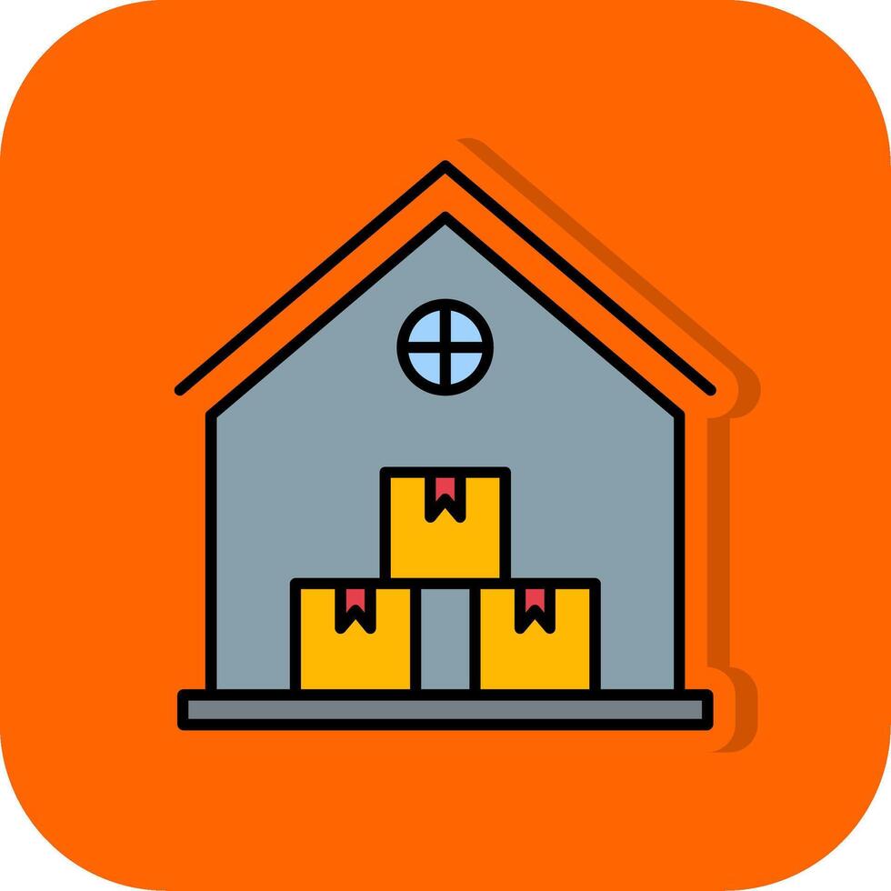 Warenhaus gefüllt Orange Hintergrund Symbol vektor