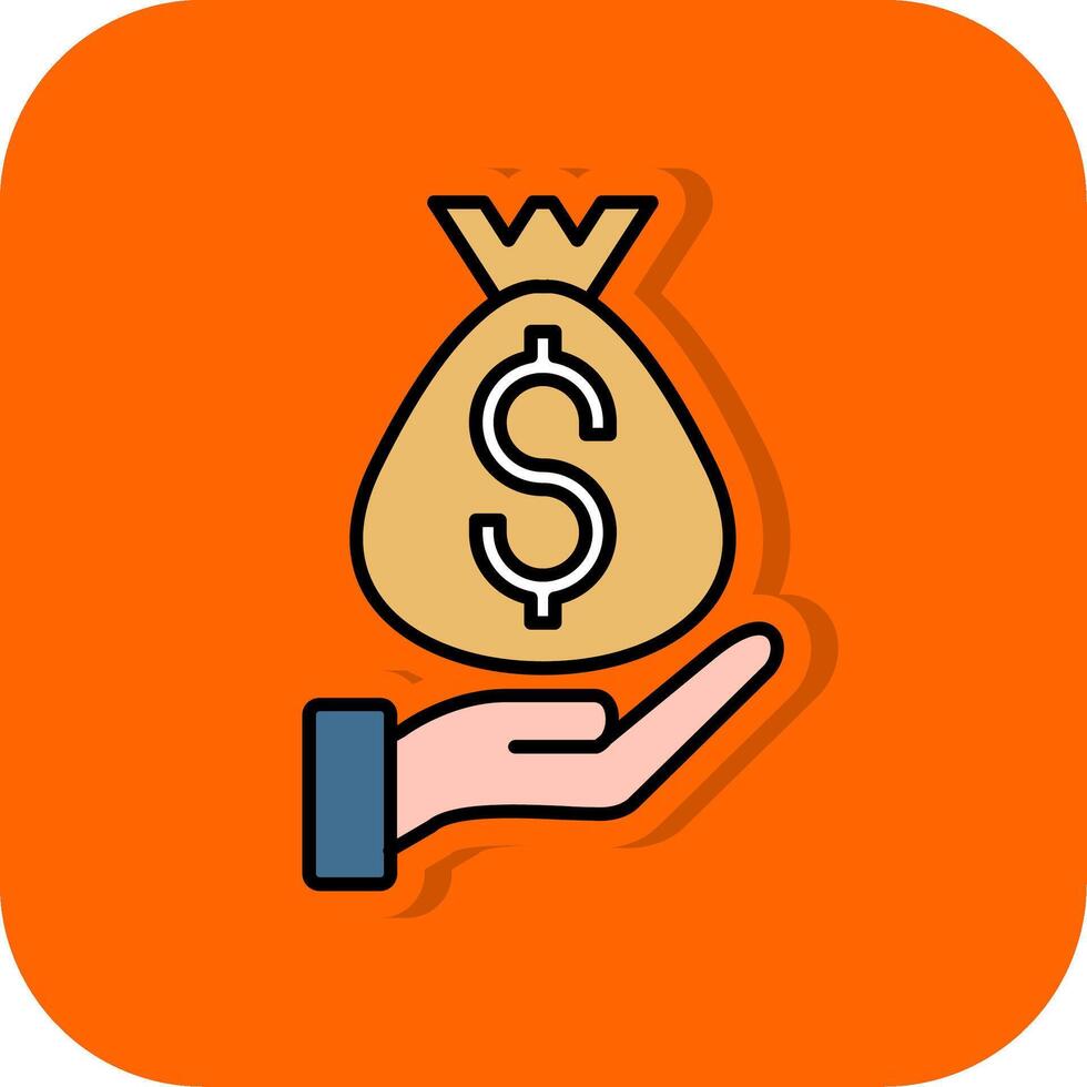 Geld Tasche gefüllt Orange Hintergrund Symbol vektor