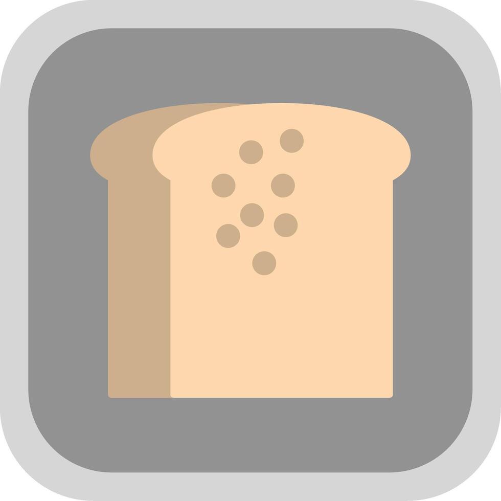 rostat bröd platt runda hörn ikon vektor