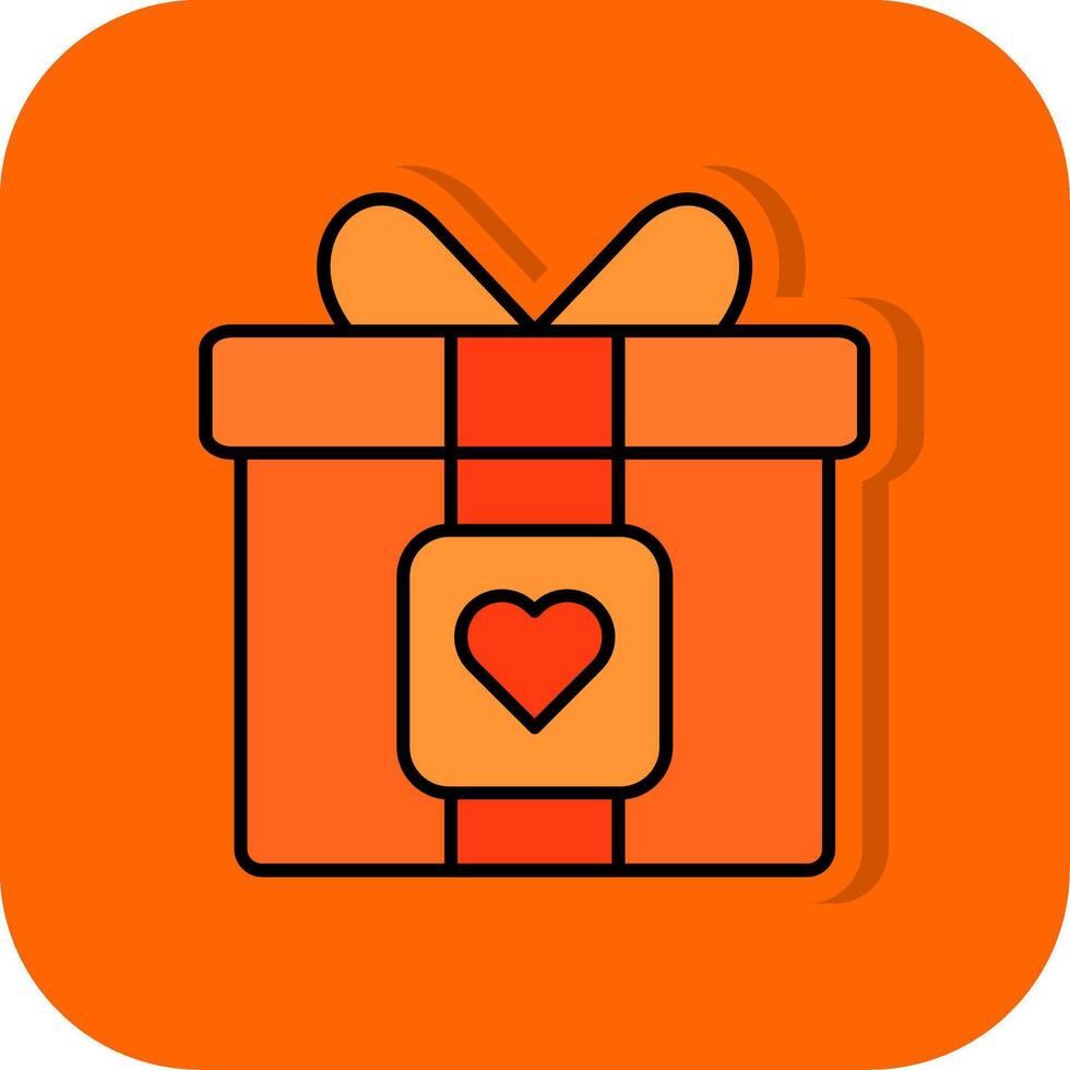 Geschenk gefüllt Orange Hintergrund Symbol vektor