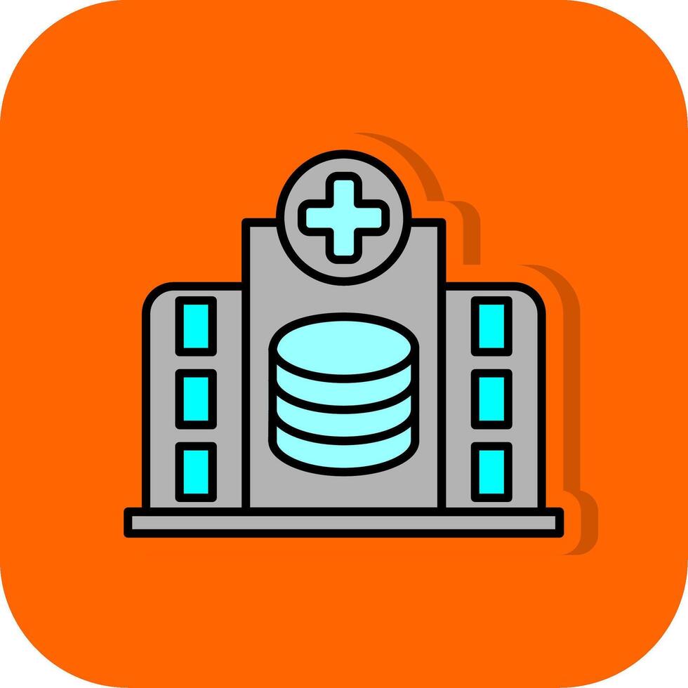 sjukhus databas fylld orange bakgrund ikon vektor