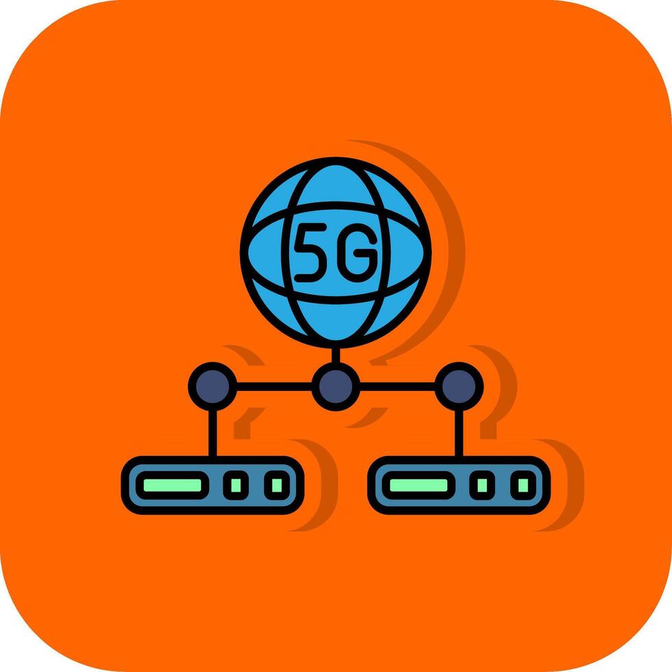 Netzwerk Server gefüllt Orange Hintergrund Symbol vektor
