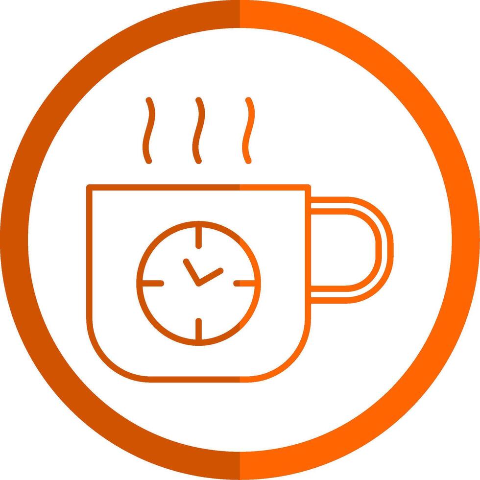 kaffe tid linje orange cirkel ikon vektor